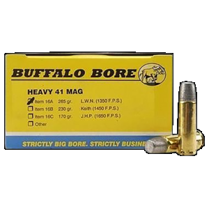 BUFFALO Bore Ammunition 16a20 Heavy Strictly Business 41rem Mag 265gr Hard Cast Lead 20 Rounds
