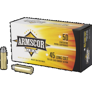 ARMSCOR Cowboy Pistol Ammo 45 Long Colt Lead 255 Grain 50 Rounds