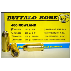 BUFFALO Bore Ammunition 35a20 Personal Defense Strictly Business 460rowland 185gr Jacket Hollow Point 20 Rounds