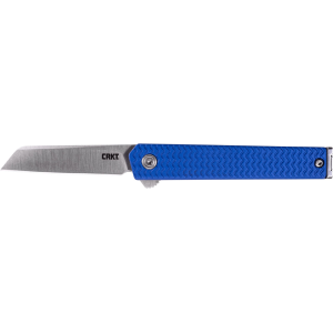 CRKT 7083 CEO Microflipper Micro 2.21" Flipper Sheepsfoot Plain Satin 12C27 Sandvik Blade, Blue Textured w/Silver Liner & Accents Aluminum Handle, Includes Pocket Clip