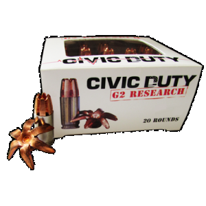 G2 Research G00617 Civic Duty 45acp+p 168gr Copper Expansion Projectile 20 Rounds