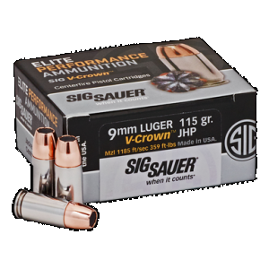 Sig Sauer E9MMA150 9mm Luger Jacketed Hollow Point 115 Grain 50 Rounds