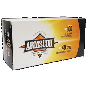ARMSCOR Range Value Pack Pistol Ammo 40 S&w 180 Gr. Fmj 100 Rd.