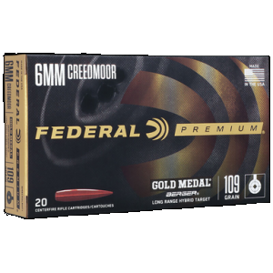 Federal Gold Medal 6mm Creedmoor Berger Boat-Tail 109 Grain 20 Rounds