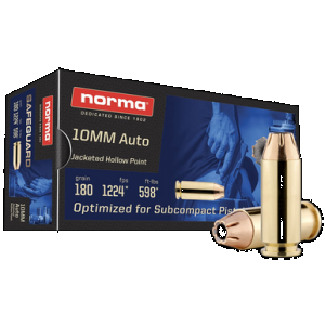 Norma Ammunition 801109265 10mm 180gr Jacketed Hollow Point 50 Rounds