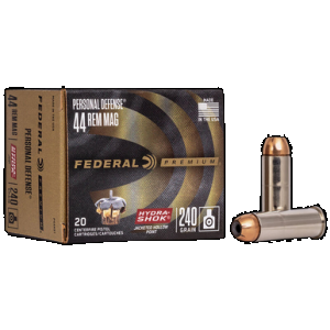 Federal Premium Personal Defense 44 Remington Magnum Hydra-Shok JHP 240 Grain 20 Rounds