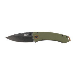 CRKT 2520 Tuna 3.22" Folding Plain Stonewashed 8Cr14MoV SS Blade Black/Green G10/SS Handle Includes Pocket Clip