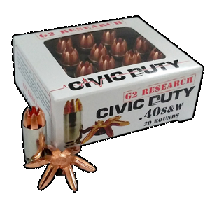 G2 Research G00620 Civic Duty 40s&w 122gr Copper Expansion Projectile 20 Rounds