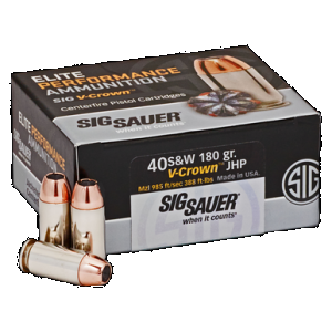 Sig Sauer E40SW250 Elite Performance 40S&W 180gr V-Crown Jacketed Hollow Point 50 Rounds