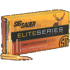 SIG Sauer E6mmch120 Elite Copper Hunting 6mmcreedmoor 80gr Copper Solid 20 Rounds