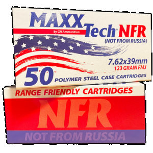 MAXXTECH Steel Case Rifle Ammo 7.62x39 Fmj 123gr. 50 Rd.