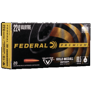 Federal Gold Medal Rifle Ammo 224 Valkyrie 80.5 gr. Berger 20 rd.