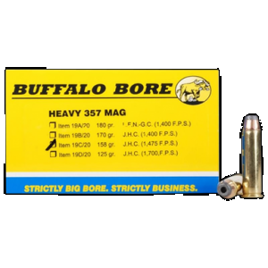 Buffalo Bore Ammunition 19C20 Heavy Strictly Business 357Mag 158gr Jacket Hollow Point 20 Rounds