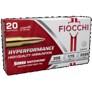 FIOCCHI 308mkd Hyperformance Compete 308win 175gr Sierra Matchking Bthp 20 Rounds