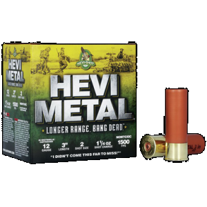 HEVI-METAL Hs38002 HEVI-METAL Longer Range 12gauge 3" 1 1/4oz 2shot 25 Rounds