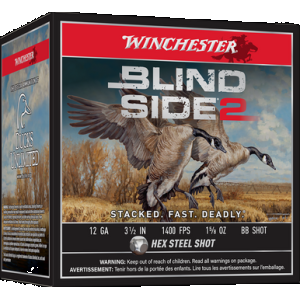 Winchester Blind Side 2 Shotgun Ammo 12 ga. 3.5 in. 1 5/8 oz. HV BB Shot 25 rd.