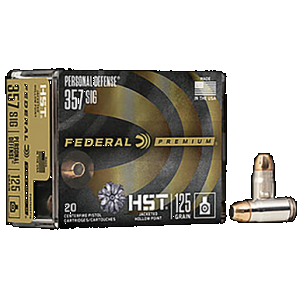 Federal Premium Personal Defense Handgun Ammo 357 Sig. 125 gr. HST JHP 20 rd.