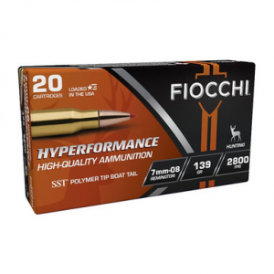 FIOCCHI Hyperformance Hunt Rifle Ammo 7mm-08 Rem. 139 Gr. Sst 20 Rd.