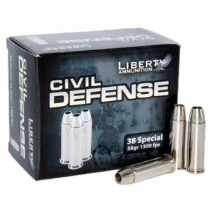 Liberty Ammunition LACD38025 Civil Defense 38Special 50gr Lead Free Fragmenting Hollow Point 20 Rounds