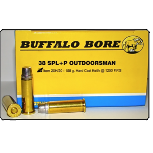 Buffalo Bore Ammunition 20H20 Outdoorsman Strictly Business 38Special +P 158gr Hard Cast 20 Rounds