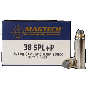 Magtech 38D Range/Training 38Special+P 125gr Semi Jacketed Soft Point Flat 50 Rounds