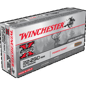WINCHESTER Super-x Rifle Ammo 22-250 Rem 64 Gr. Power Point 20 Rd.