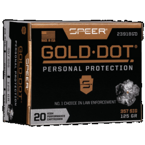 Speer Gold Dot Personal Protection Pistol Ammo 357 Sig. 125 gr. HP 20 rd.