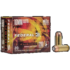 Federal Fusion 10mm Handgun Ammo Fusion Soft Point 200 Grain 20 Rounds