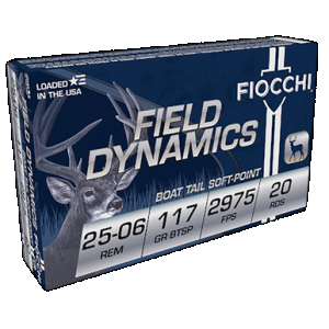 FIOCCHI 2506b Field Dynamics 25-06rem 117gr Pointed Soft Point 20 Rounds