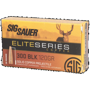 Sig Sauer E300H120 Elite Copper Hunting 300Blackout 120gr Copper Solid 20 Rounds