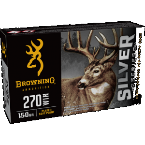 BROWNING Ammo B192602701 Silver 270win 150gr Plated Soft Point 20 Rounds