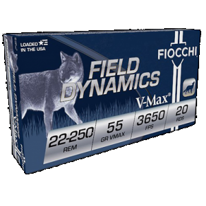 Fiocchi FXT Centerfire Rifle Ammo 22-250 Rem. 55 gr. V-Max 20 rd.