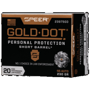 Speer Gold Dot Personal Protection Pistol Ammo 45 ACP 230 gr. HP Short Barrel 20 rd.