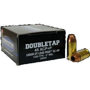DoubleTap Ammunition 45A160XM 45ACP 160gr Lead Free Hollow Point 20 Rounds