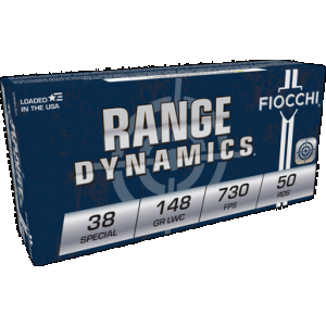 FIOCCHI 38la Range Dynamics 38special 148gr Lead Wadcutter 50 Rounds