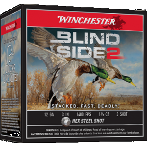 Winchester Blind Side 2 Shotgun Ammo 12 ga. 3 in. 1 3/8 oz. 3 Shot 25 rd.
