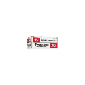 WINCHESTER Usa Pistol Ammo 9mm Luger 115 Gr. Fmj 100 Rd.