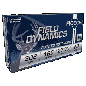 Fiocchi 308D Field Dynamics 308Win 165gr Pointed Soft Point 20 Rounds