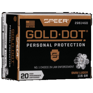Speer Gold Dot Personal Protection Pistol Ammo 9mm 115 gr. HP 20 rd.
