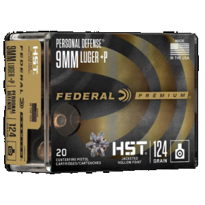 Federal Premium Personal Defense 9mm Luger Jacketed Hollow Point 124 Grain 20 Rounds