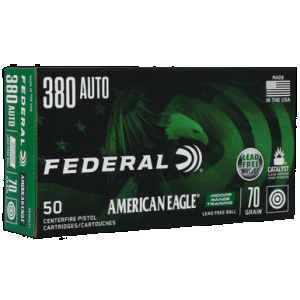 FEDERAL Ae380lf1 American Eagle Indoor Range Training 380acp 70gr Lead Free Irt 50 Rounds