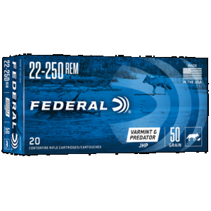 Federal AE22250G American Eagle Varmint & Predator 22-250Rem 50gr Jacketed Hollow Point 20 Rounds