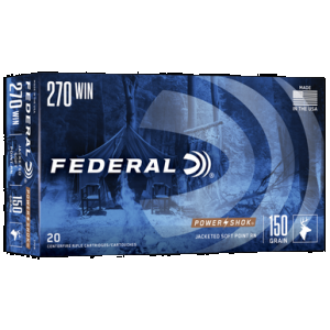 Federal Power-Shok Rifle Ammo 270 Win 150 gr. Jacketed Soft Point 20 rd.