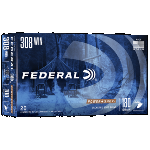 Federal Power-Shok 308 Winchester Jacketed Soft Point 180 Grain 20 Rounds