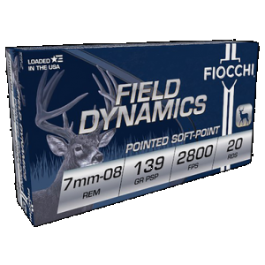 FIOCCHI 7mm08b Field Dynamics 7mm-08rem 139gr Pointed Soft Point 20 Rounds