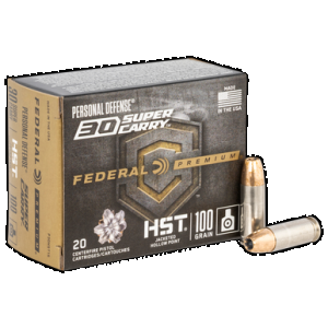 Federal Premium Personal Defense Handgun Ammo 30 Super Carry 100 gr. HST JHP 20 rd.