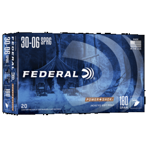 FEDERAL Power-shok Rifle Ammo 30-06 Springfield 180 Gr. Jacketed Sp 20 Rd.