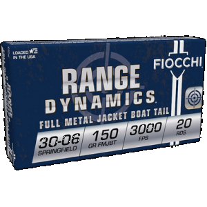 FIOCCHI Training Dynamics Centerfire Rifle Ammo 30-06 Sprg. 150 Gr. Fmjbt 20 Rd.