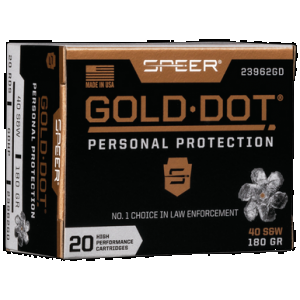 SPEER Gold Dot Handgun Ammo 40 S&w 180 Gr. Hp 20 Rd.