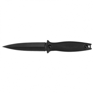 Kershaw Secret Agent Fixed Boot Knife 4-2/5" Spear Point Black with Sheath